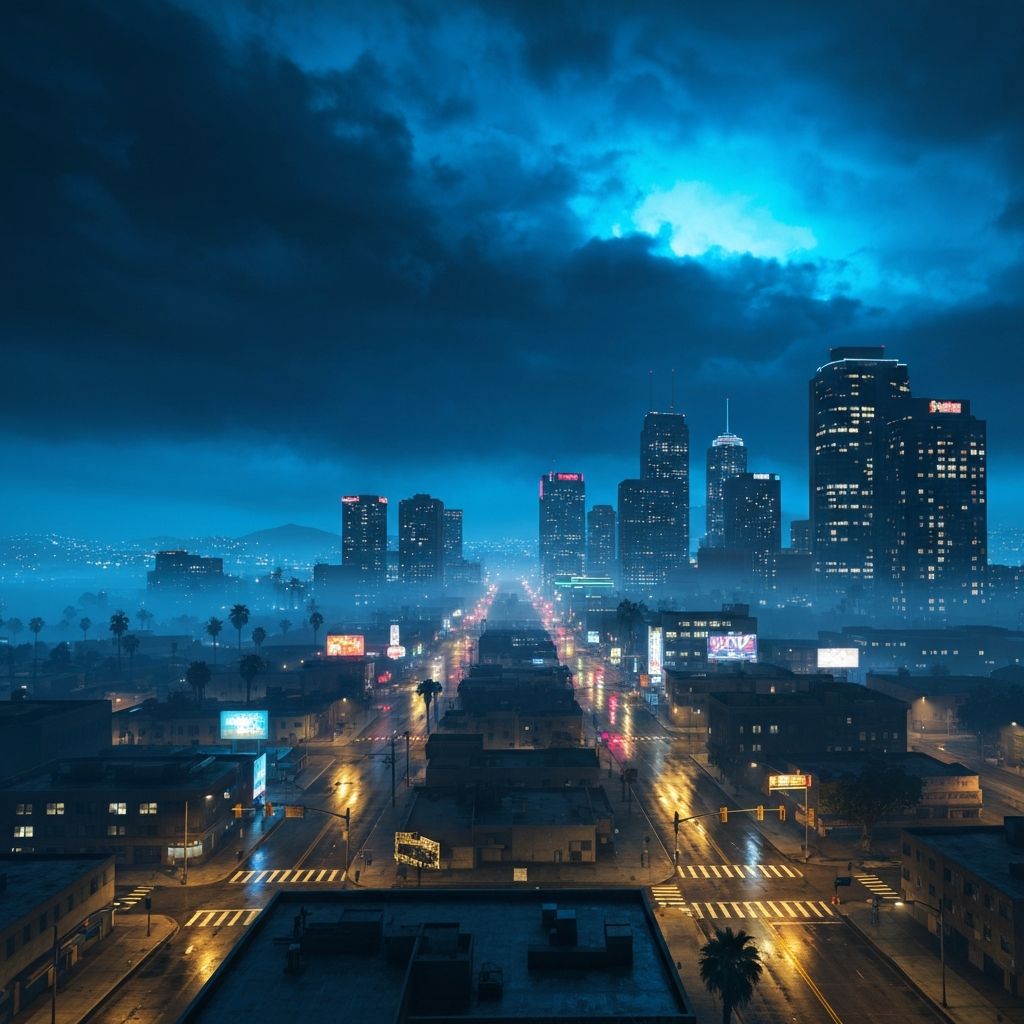 Los Santos cityscape at night